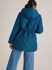 White Stuff Green Emilia Quilted Coat - Image 2 of 6