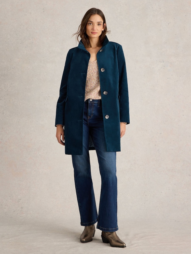 White Stuff Green Velvet Karla Coat - Image 1 of 6