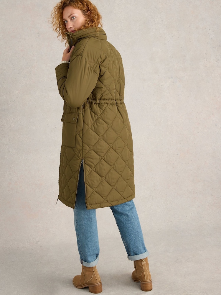White Stuff Green Lorena Quilted Coat - Image 2 of 6