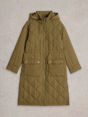 White Stuff Green Lorena Quilted Coat - Image 5 of 6