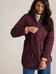 White Stuff Purple Emilia Quilted Coat - Image 4 of 6