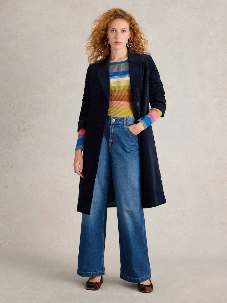 White Stuff Blue Velvet Kamila Coat - Image 1 of 6