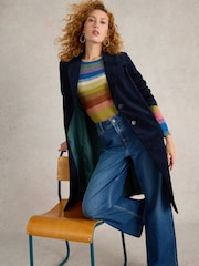 White Stuff Blue Velvet Kamila Coat - Image 3 of 6