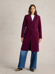 White Stuff Purple Velvet Kamila Coat - Image 1 of 6