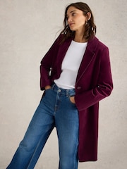 White Stuff Purple Velvet Kamila Coat - Image 3 of 6