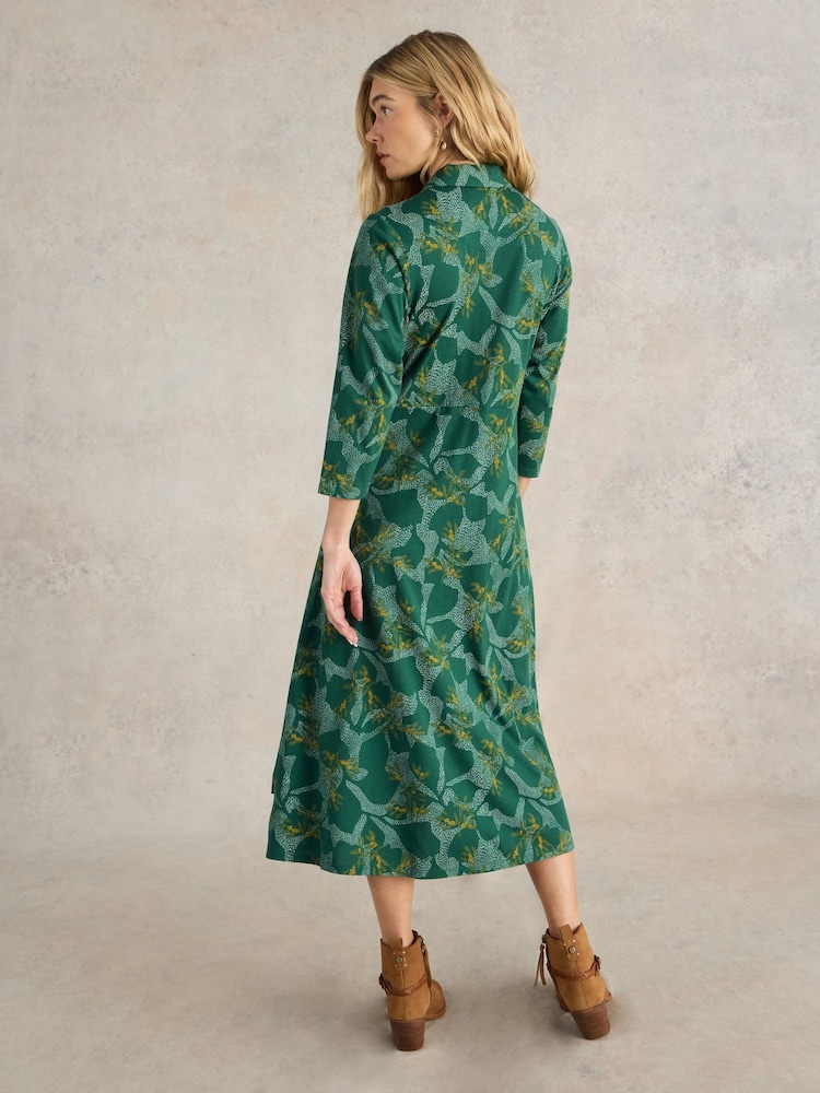 White Stuff Green Rua Jersey Shirt Dress - Image 2 of 6