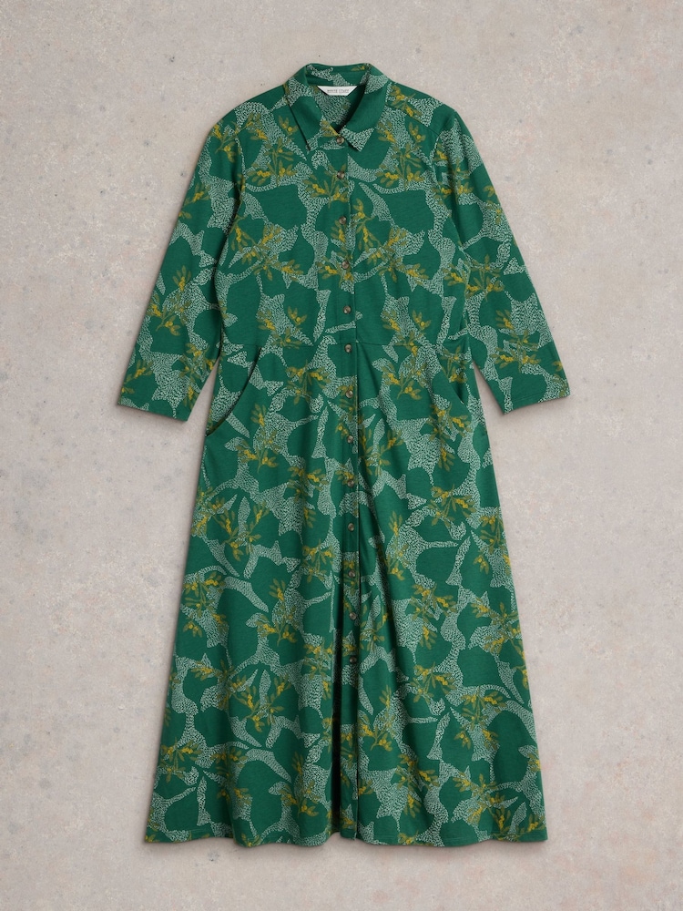 White Stuff Green Rua Jersey Shirt Dress - Image 6 of 6