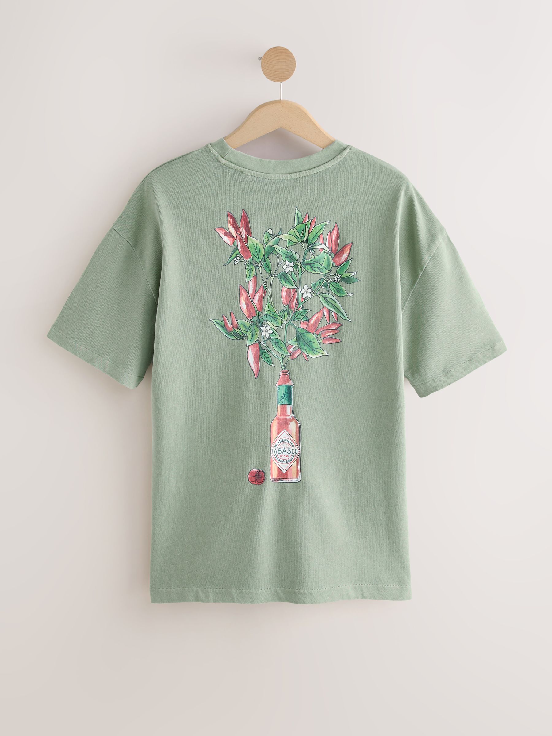 Buy Green Wash Tabasco Licence Graphic 100% Cotton T-Shirt from