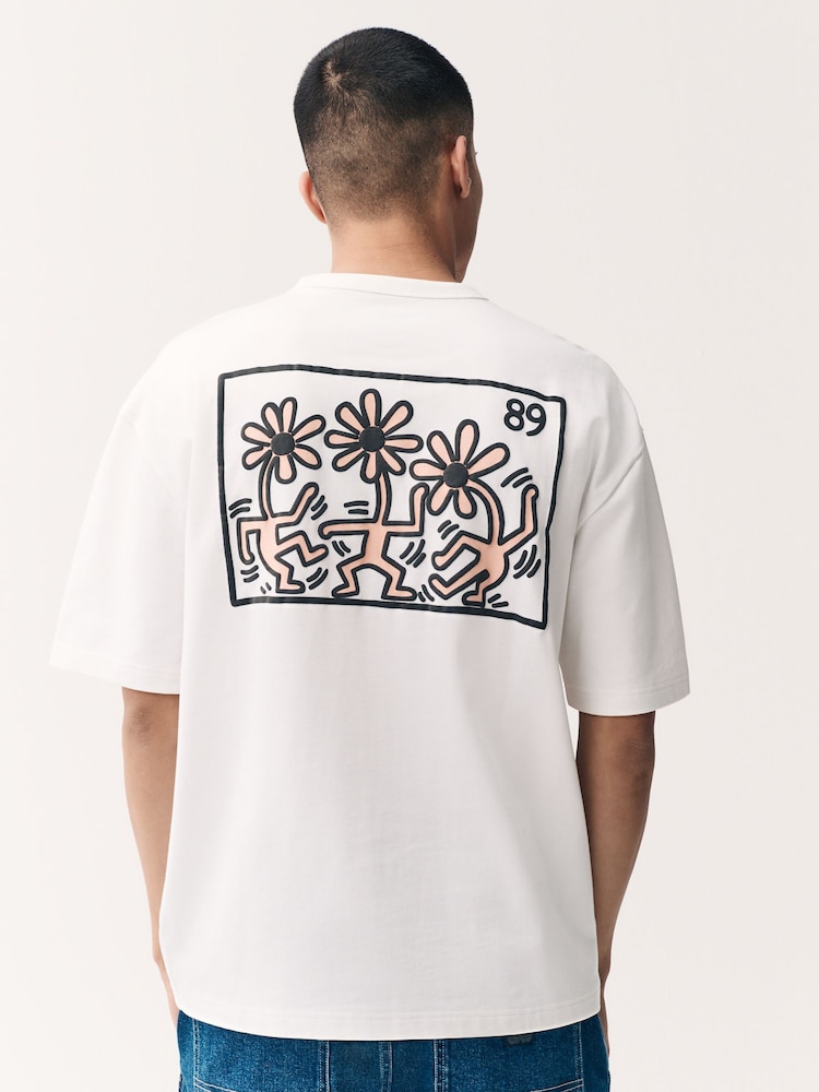 Ecru 100% Cotton Licence Keith Haring T-Shirt - Image 1 of 9