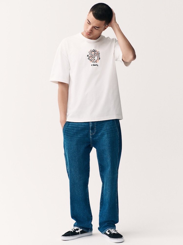 Ecru 100% Cotton Licence Keith Haring T-Shirt - Image 2 of 9