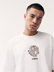 Ecru 100% Cotton Licence Keith Haring T-Shirt - Image 4 of 9