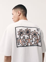 Ecru 100% Cotton Licence Keith Haring T-Shirt - Image 5 of 9