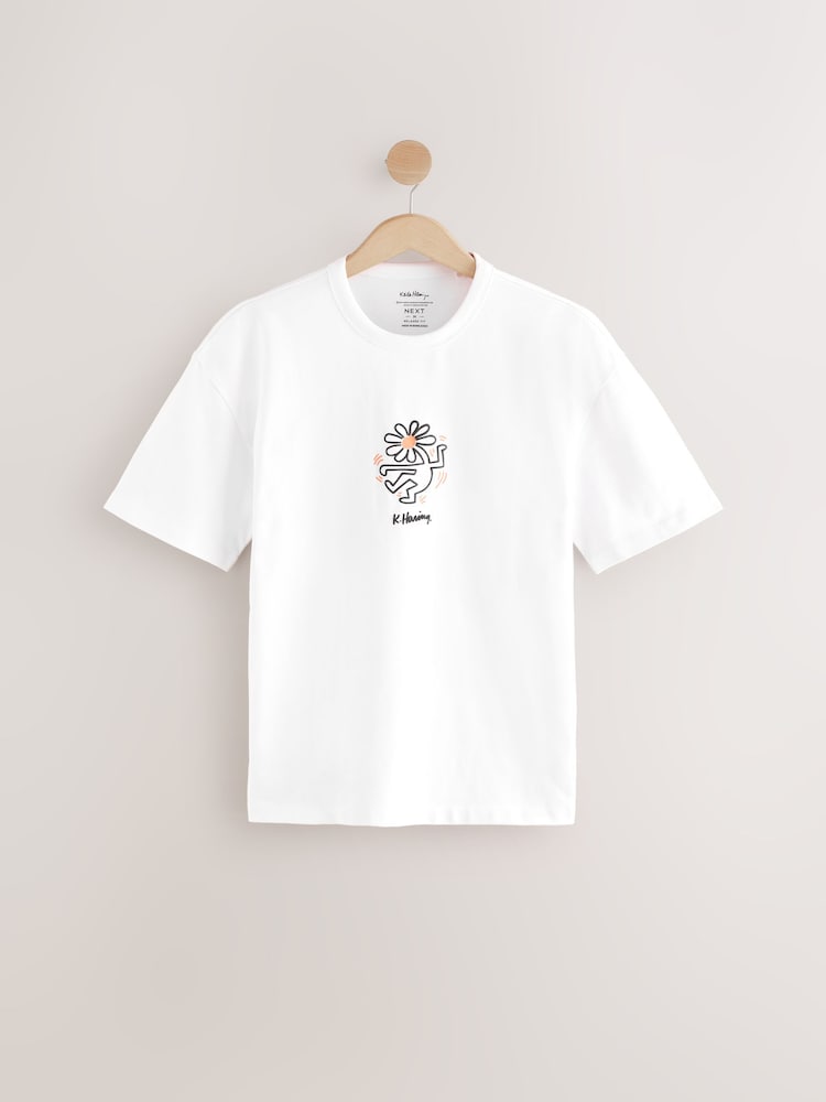 Ecru 100% Cotton Licence Keith Haring T-Shirt - Image 6 of 9