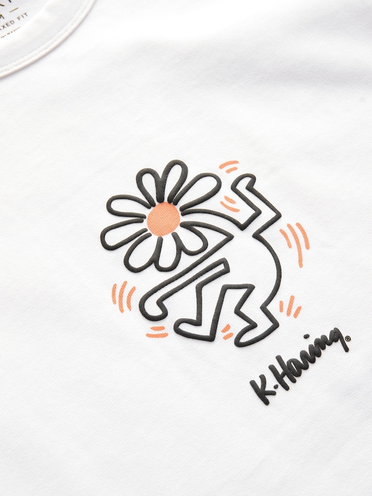Ecru 100% Cotton Licence Keith Haring T-Shirt - Image 8 of 9