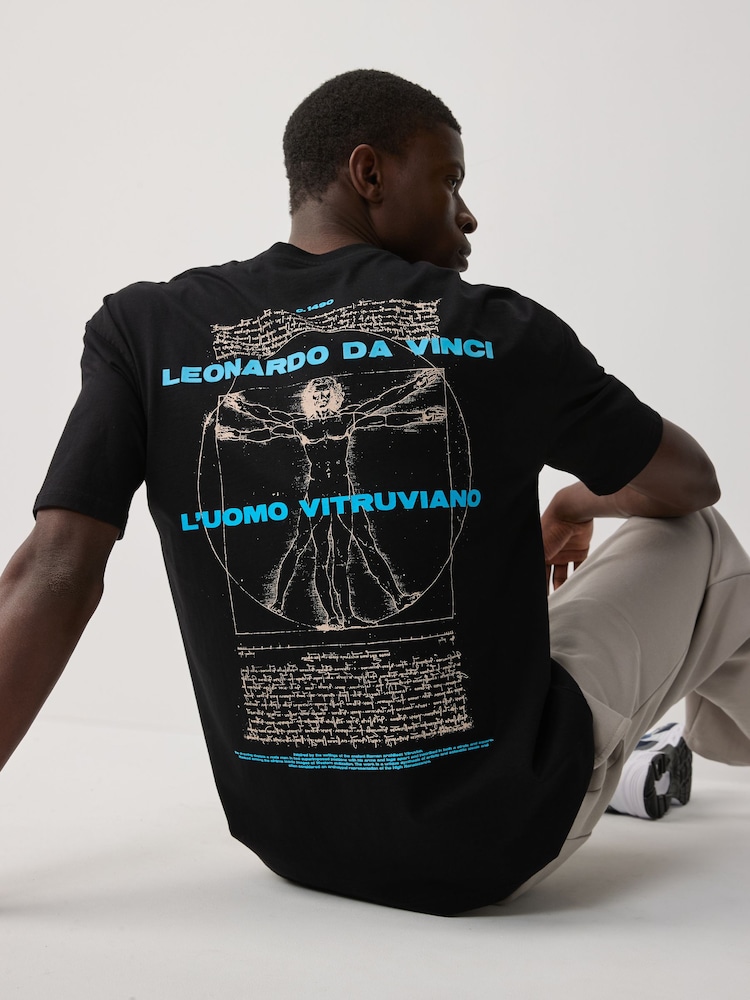 Black 100% Cotton Licence Da Vinci T-Shirt - Image 1 of 8