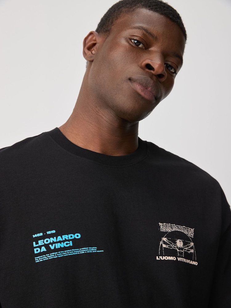 Black 100% Cotton Licence Da Vinci T-Shirt - Image 5 of 8