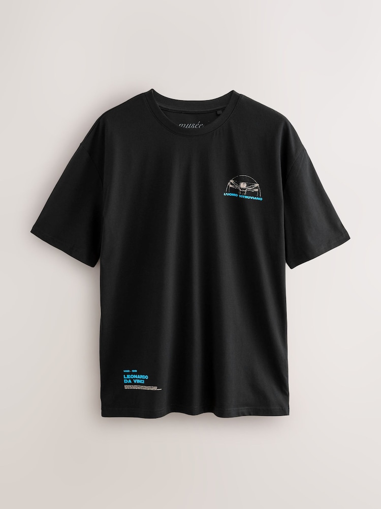 Black 100% Cotton Licence Da Vinci T-Shirt - Image 6 of 8