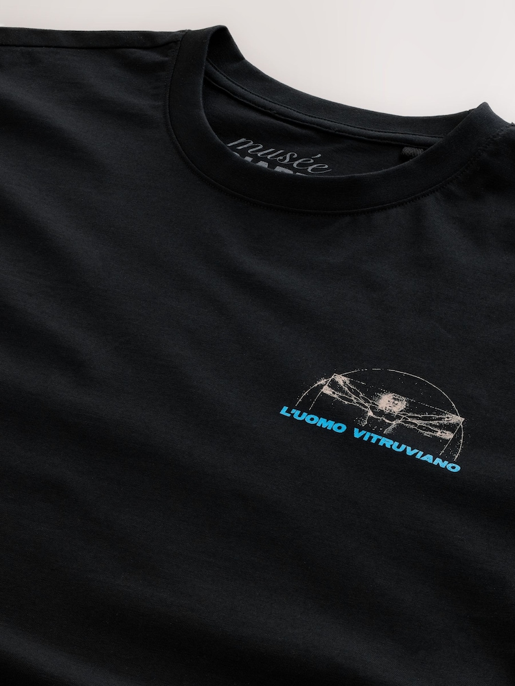 Black 100% Cotton Licence Da Vinci T-Shirt - Image 7 of 8