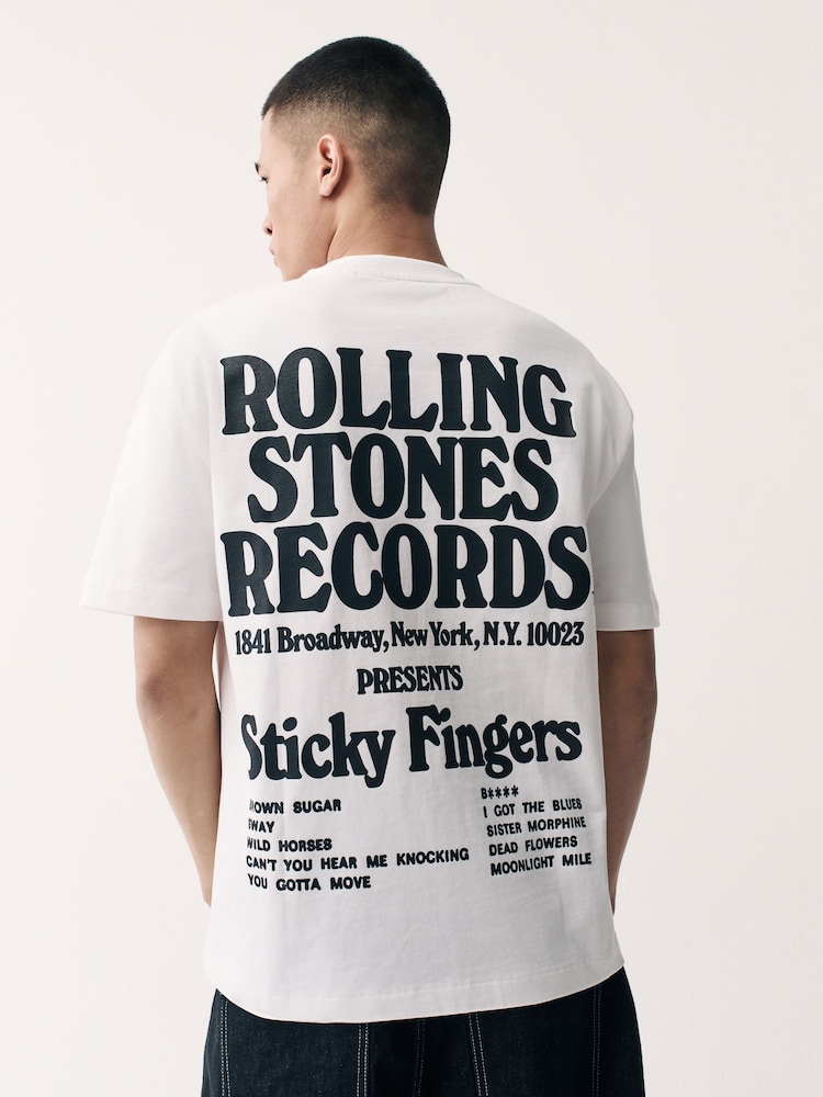 Blanc The Rolling Pierre - Coupe ample - T-shirt imprimé graphique Band - Image 1 of 9