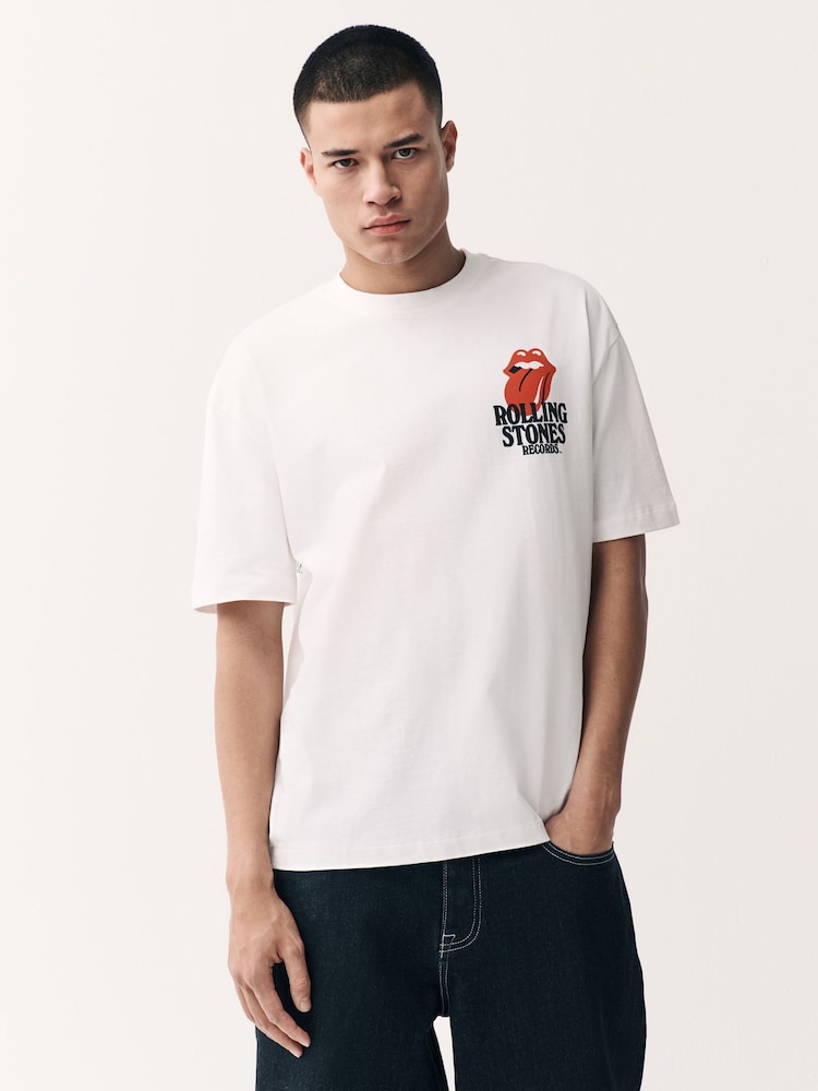 Blanc The Rolling Pierre - Coupe ample - T-shirt imprimé graphique Band - Image 3 of 9