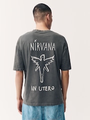 Gris anthracite Nirvana - Ajustement régulier - T-shirt imprimé graphique Band - Image 3 de 9