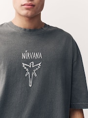 Gris anthracite Nirvana - Ajustement régulier - T-shirt imprimé graphique Band - Image 5 de 9
