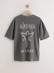 Gris anthracite Nirvana - Ajustement régulier - T-shirt imprimé graphique Band - Image 7 de 9