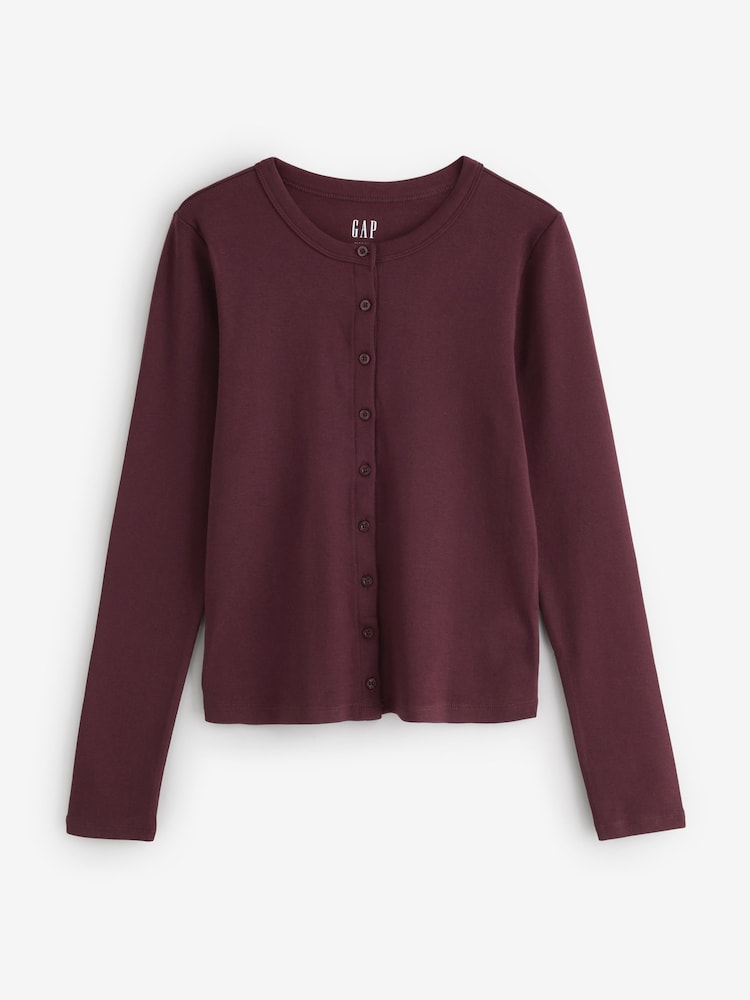 Gap Burgundy Modern Crew Neck Cardigan - Image 1 of 4