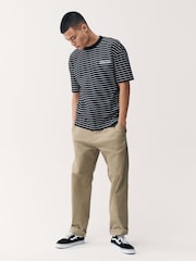 Black Graphic Print Relaxed Fit Stripe Heavyweight 100% Cotton T-Shirt - Image 2 of 8