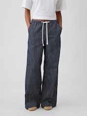 Gap Blue Mid Rise Super Light Pull On Wide-Leg Jeans - Image 1 of 4
