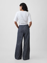 Gap Blue Mid Rise Super Light Pull On Wide-Leg Jeans - Image 2 of 4
