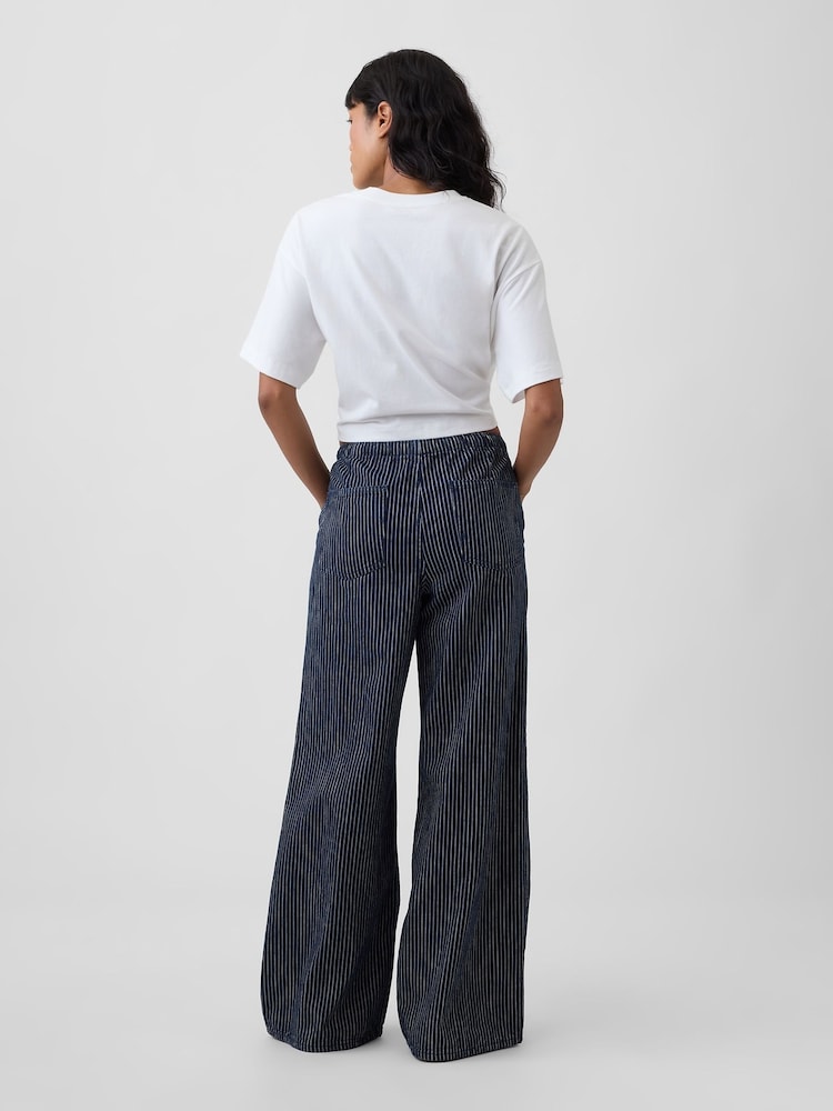 Gap Blue Mid Rise Super Light Pull On Wide-Leg Jeans - Image 2 of 4 Gap Blue Mid Rise Super Light Pull On Wide-Leg Jeans - Image 2 of 4