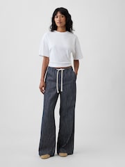 Gap Blue Mid Rise Super Light Pull On Wide-Leg Jeans - Image 3 of 4