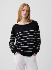 Gap Black Stripe Relaxed Jersey Boatneck Jumper - Image 1 of 5