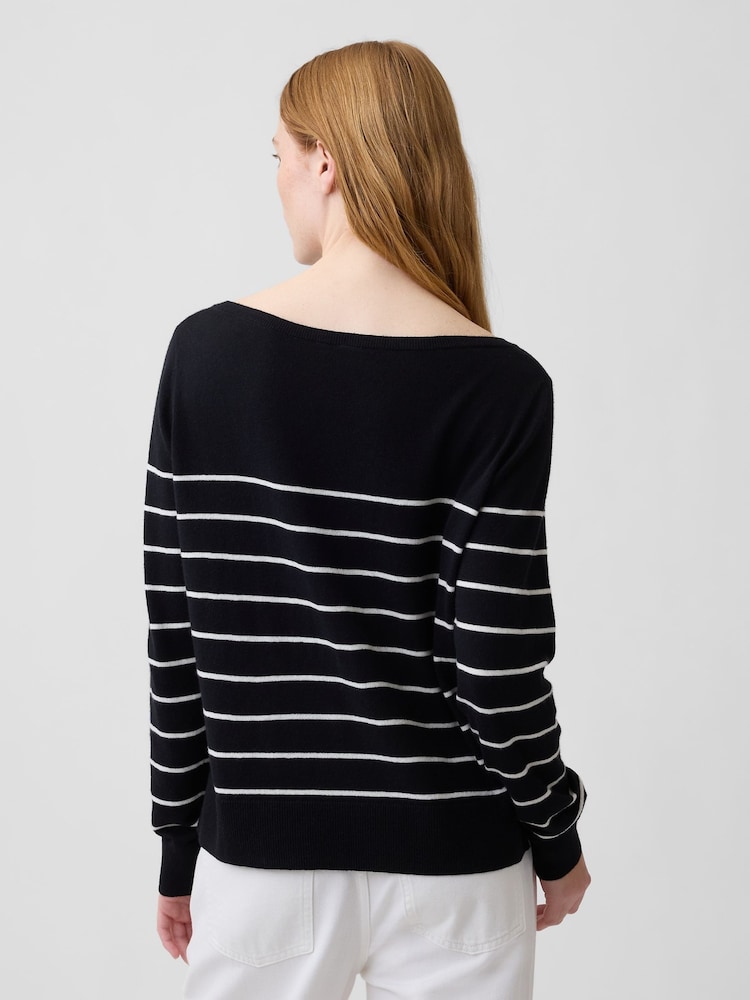 Gap Black Stripe Relaxed Jersey Boatneck Jumper - Image 2 of 5