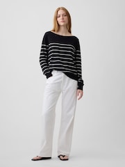 Gap Black Stripe Relaxed Jersey Boatneck Jumper - Image 3 of 5