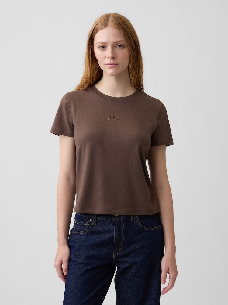 Braun - Gap Authentic Shrunken Logo T-Shirt - Bild 1 von 4