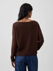 Marrón chocolate - Gap Relaxed Jersey Boatneck Jumper - Imagen 2 de 5