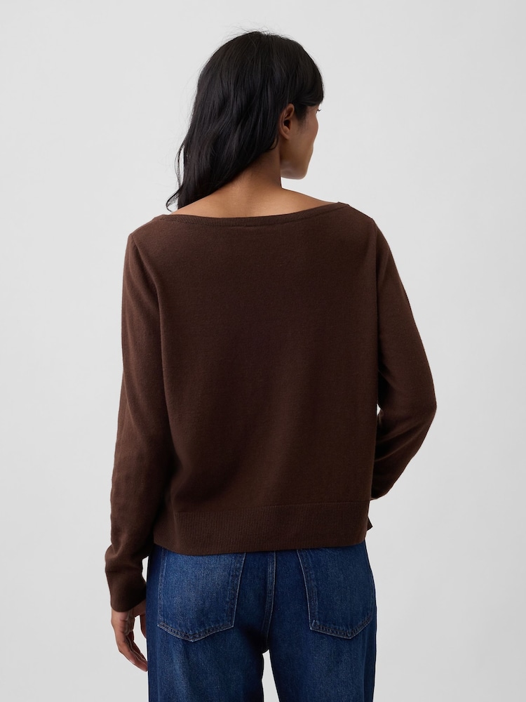 Marrón chocolate - Gap Relaxed Jersey Boatneck Jumper - Imagen 2 de 5 Marrón chocolate - Gap Relaxed Jersey Boatneck Jumper - Imagen 2 de 5