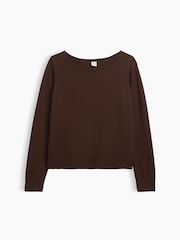 Marrón chocolate - Gap Relaxed Jersey Boatneck Jumper - Imagen 4 de 5