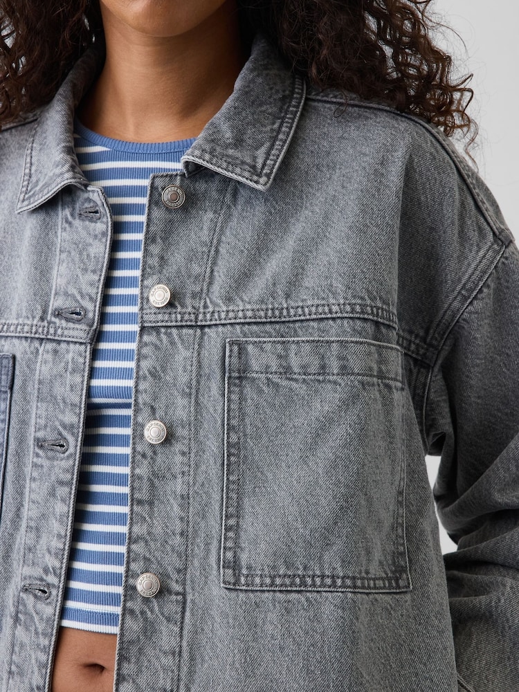 Lavado gris - Chaqueta tipo camisa de denim extragrande de Gap - Imagen 4 de 4