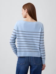 Gap Blue Stripe Relaxed Jersey Boatneck Jumper - Image 2 of 5