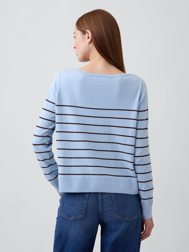 Gap Blue Stripe Relaxed Jersey Boatneck Jumper - Image 2 of 5