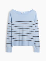Gap Blue Stripe Relaxed Jersey Boatneck Jumper - Image 4 of 5
