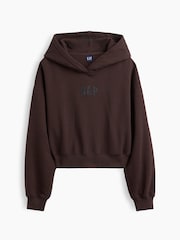 Gap Brown VintageSoft Crop Logo Hoodie - Image 1 of 2