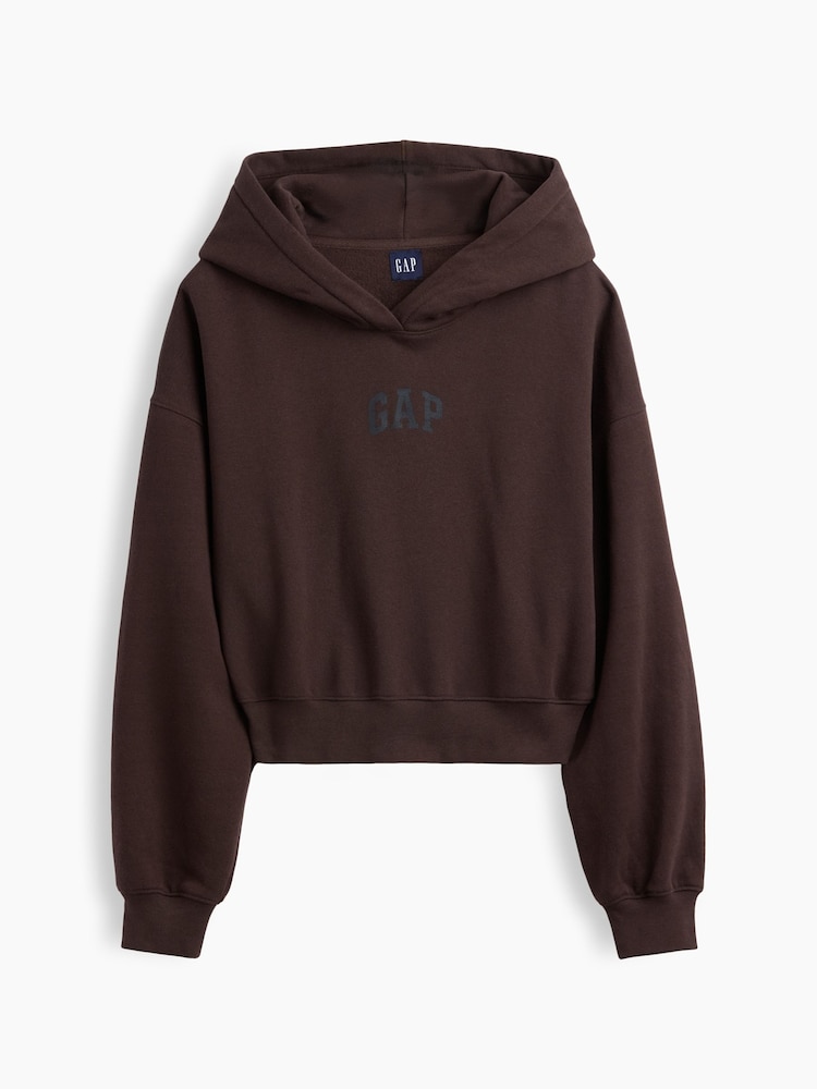 Gap Brown VintageSoft Crop Logo Hoodie - Image 1 of 2 Gap Brown VintageSoft Crop Logo Hoodie - Image 1 of 2
