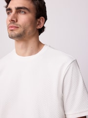 White Regular Fit Textured T-Shirt - Image 1 of 9