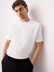 White Regular Fit Textured T-Shirt - Image 2 of 9