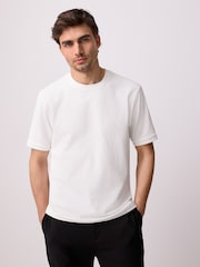 White Regular Fit Textured T-Shirt - Image 5 of 9