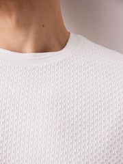 White Regular Fit Textured T-Shirt - Image 6 of 9